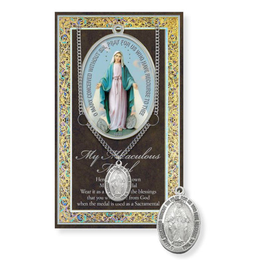Miraculous Medal Pewter Medal Necklace