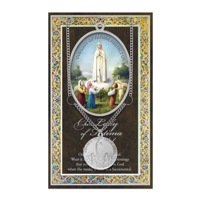 Our Lady of Fatima Pewter Medal Necklace