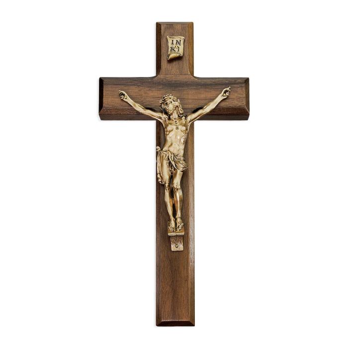 10" Walnut Crucifix with Museum Gold Corpus