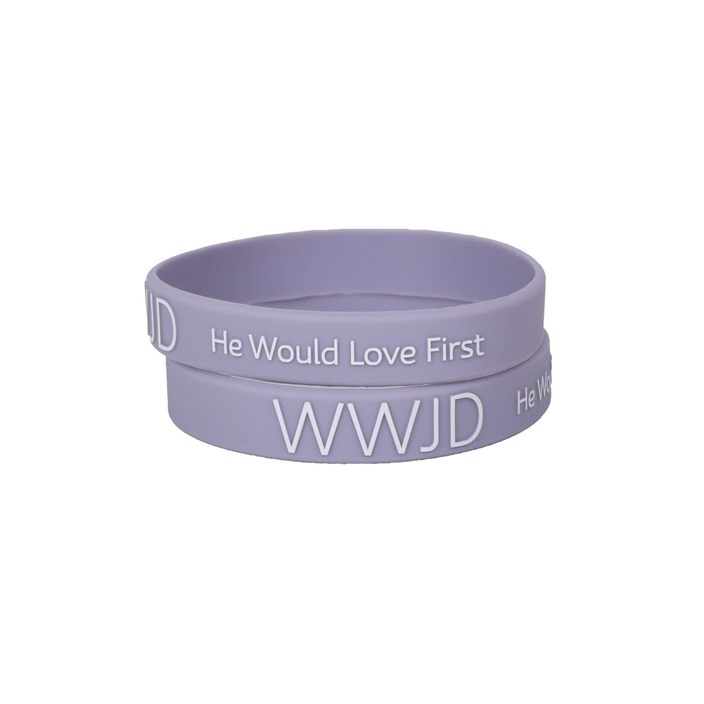 Silicone Bracelet - WWJD He Would Love First - Violet - Pk12