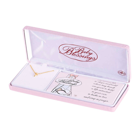 Necklace Baby Blessings Gold Cross-Girl