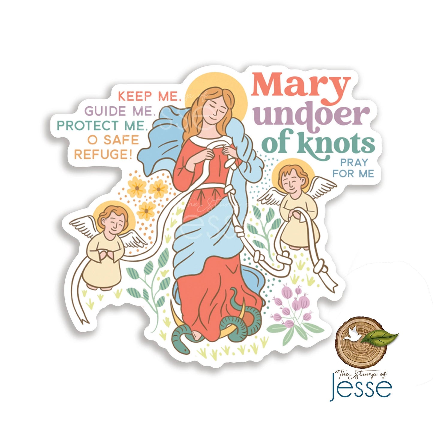 Mary Undoer of Knots Waterproof Catholic Sticker