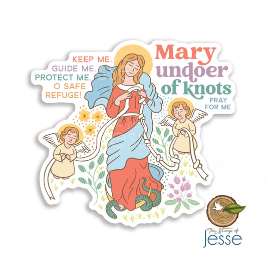 Mary Undoer of Knots Waterproof Catholic Sticker