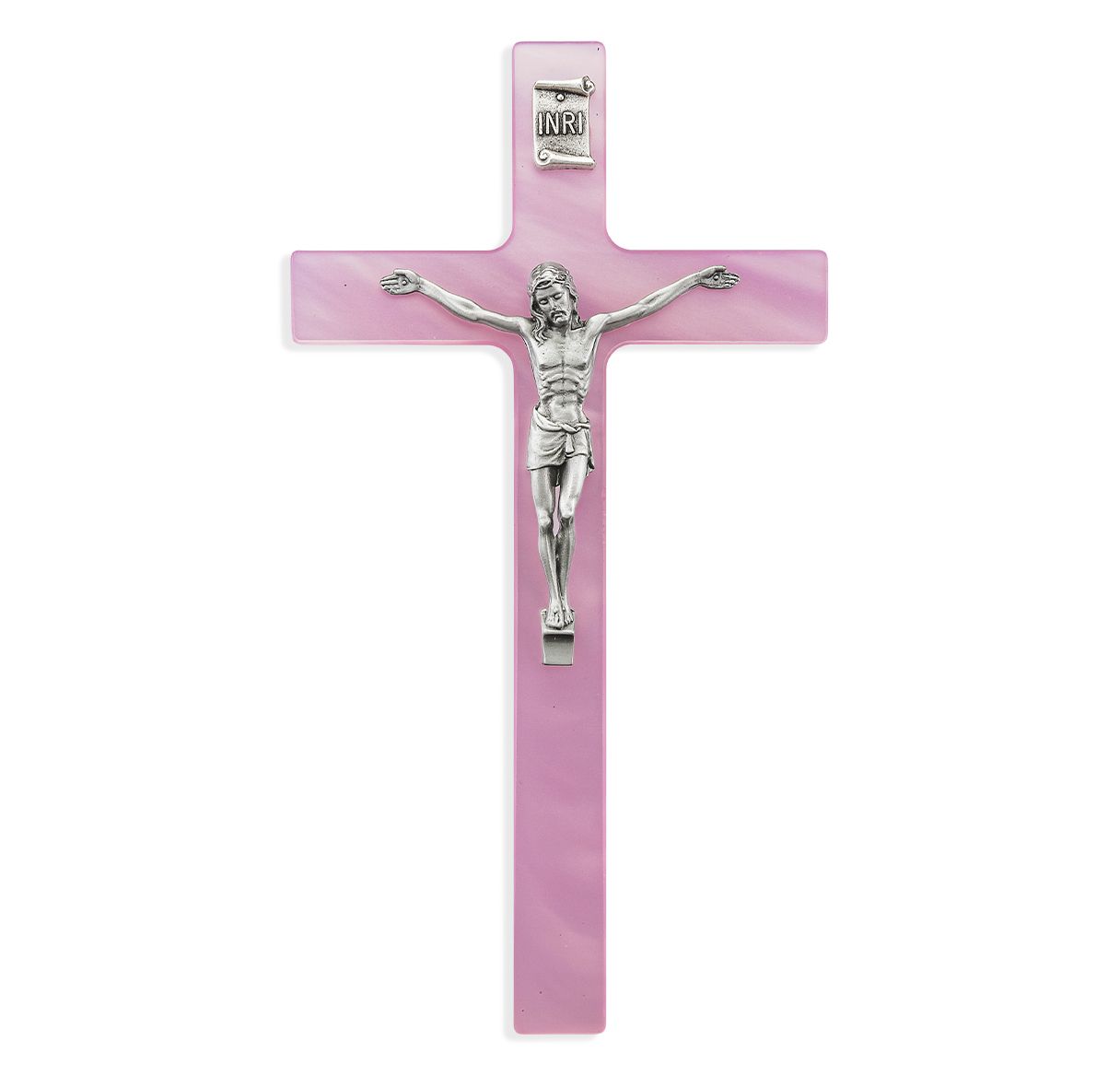 7" Pearlized Pink Cross with corpus