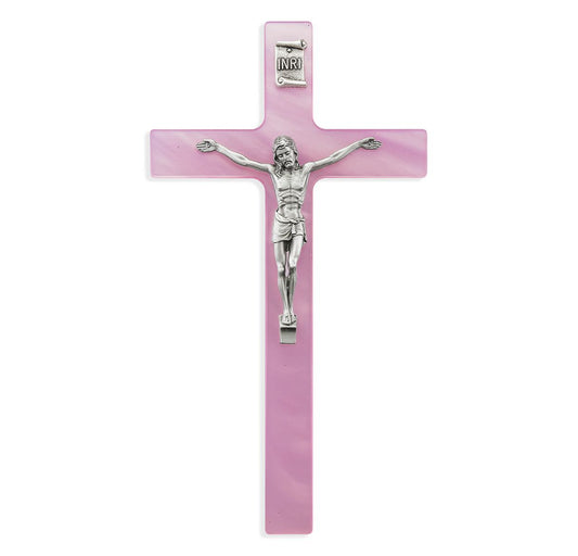7" Pearlized Pink Cross with corpus