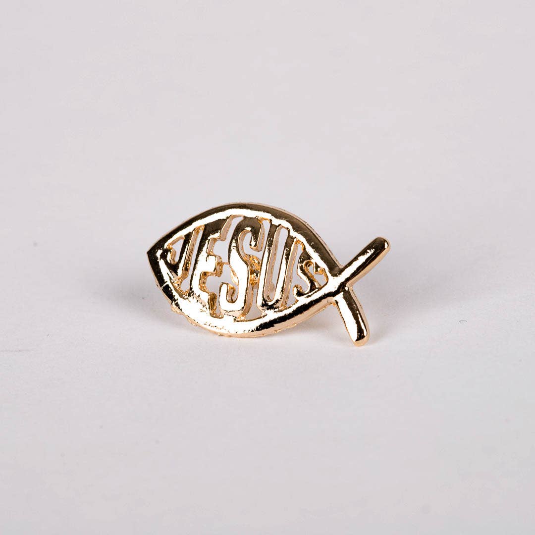 Gold Jesus Fish Lapel Pin