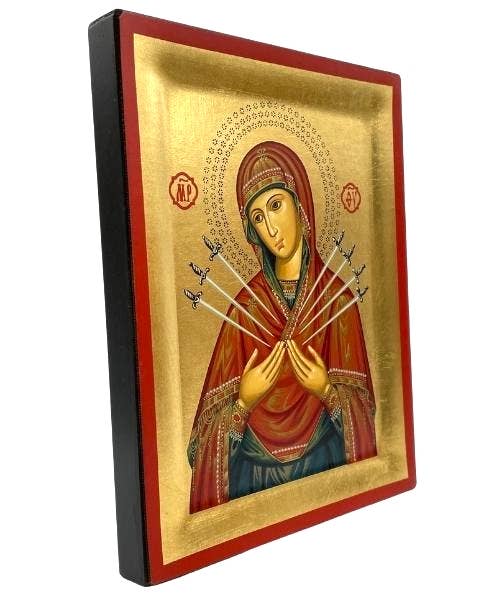Virgin Mary with Seven Swords Silk Screen Icon