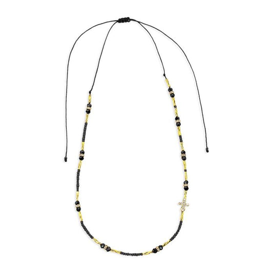 Regina Coeli Collection Black Glass Adjustable Necklace