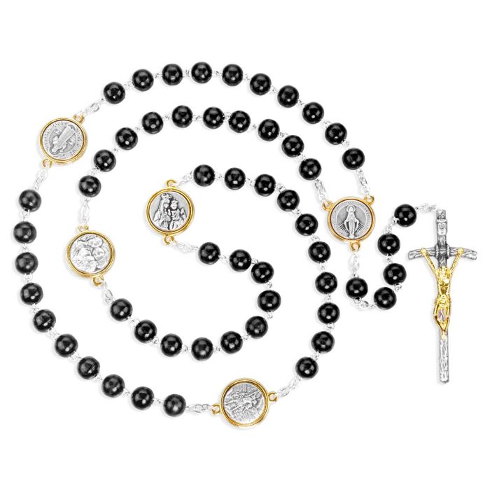 7mm Round Black Wood Rosary