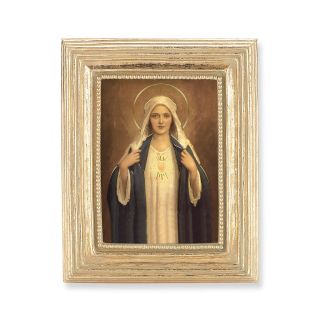 3 3/4" x 4 1/2" Gold Frame with a Immaculate Heart of Mary Print-P65