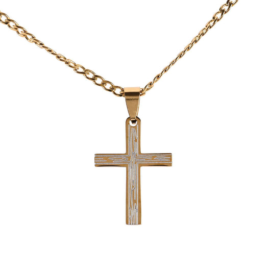 Gold Plated Textured Cross Necklace