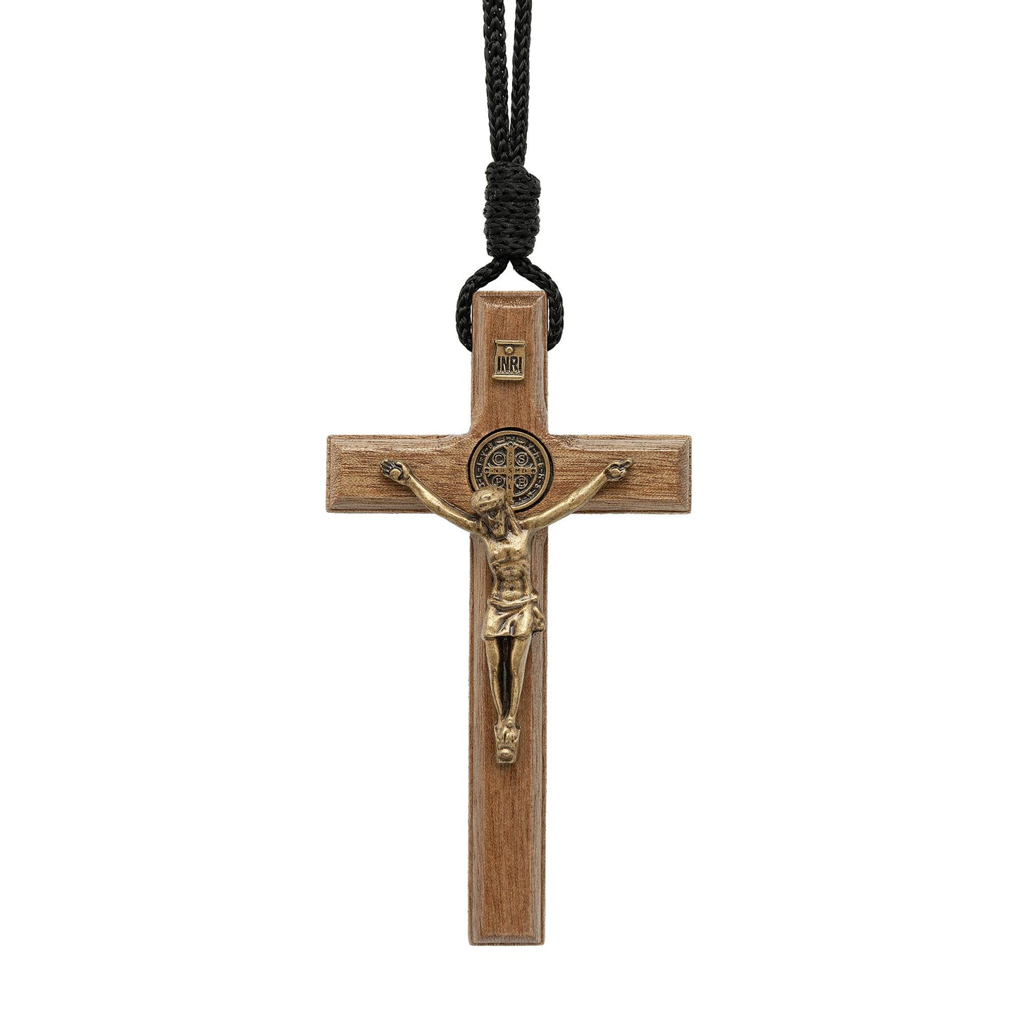 St. Benedict Wooden Crucifix Necklace  