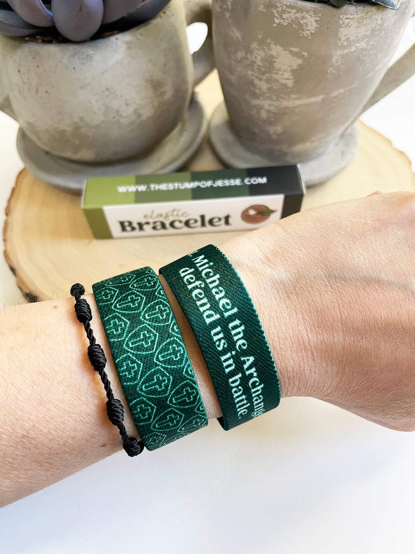 St Michael Archangel Elastic Reversible Bracelet