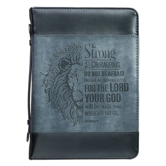 Bible Cover Classic Black/Gray Be Strong Josh. 1:9