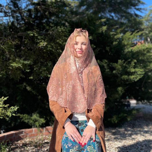 Way of The Cross Veil   -COFFEE   (58" x 28")