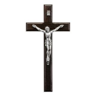 8" Palissander Wood Crucifix with an Antiqued Silver Finish Corpus