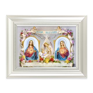 5 1/2 X 7" Pearlized White Frame with a Baby Room Blessing Print