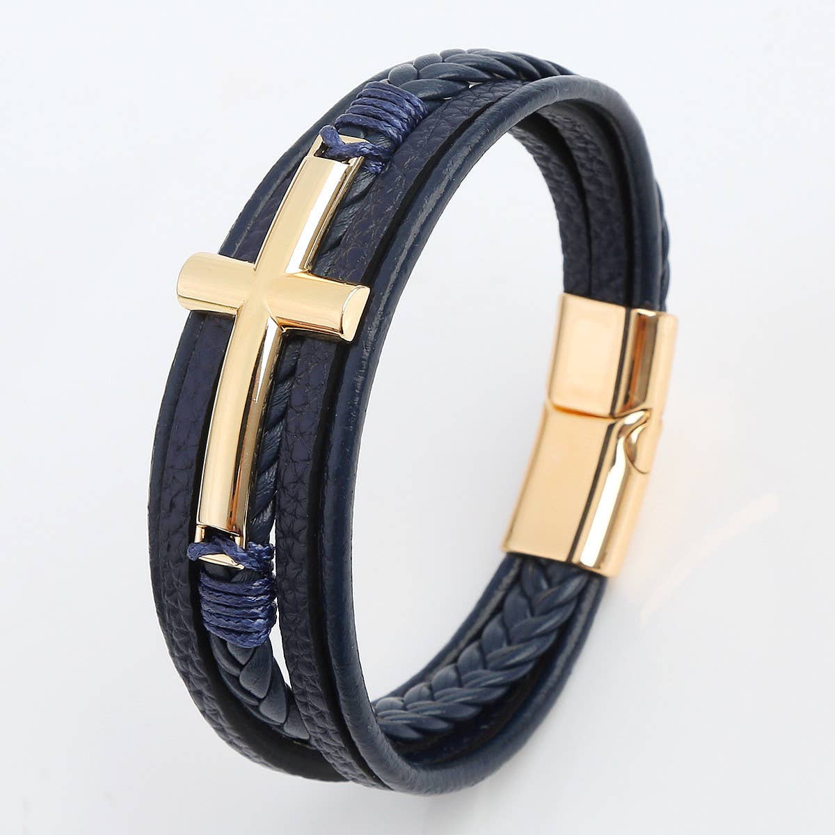 Leather Cross Bracelet