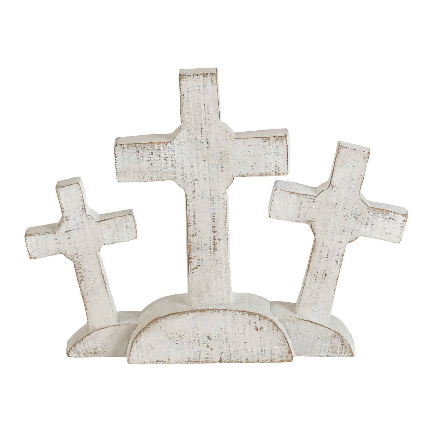 3 White Crosses Tabletop Cross