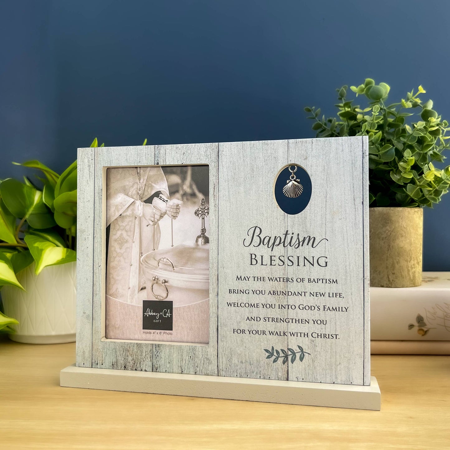 Baptism Blessings Shell Charm Picture Frame