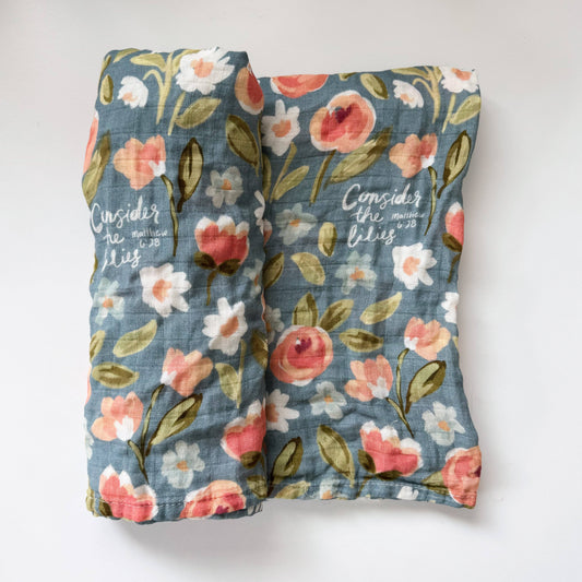 Consider the Lilies Muslin Blanket Swaddle