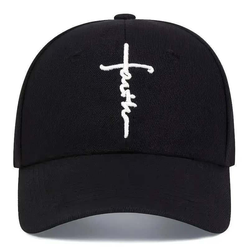 Faith Cross Embroidered Christian Baseball Cap,Adjustable