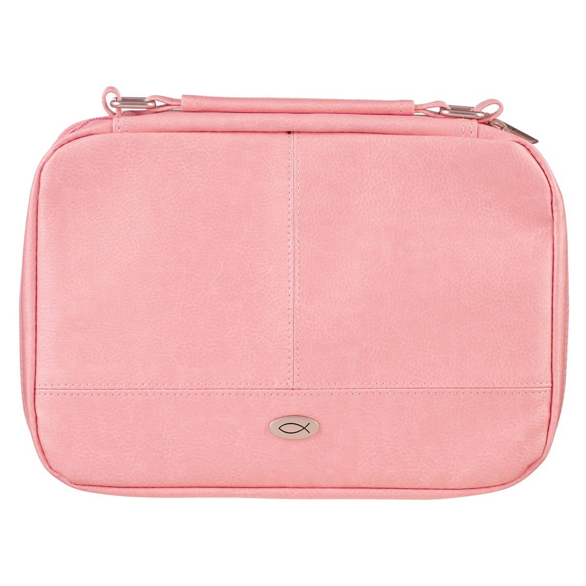 Bible Cover Organizer Two-fold Light Pink w/Ichthus Badge