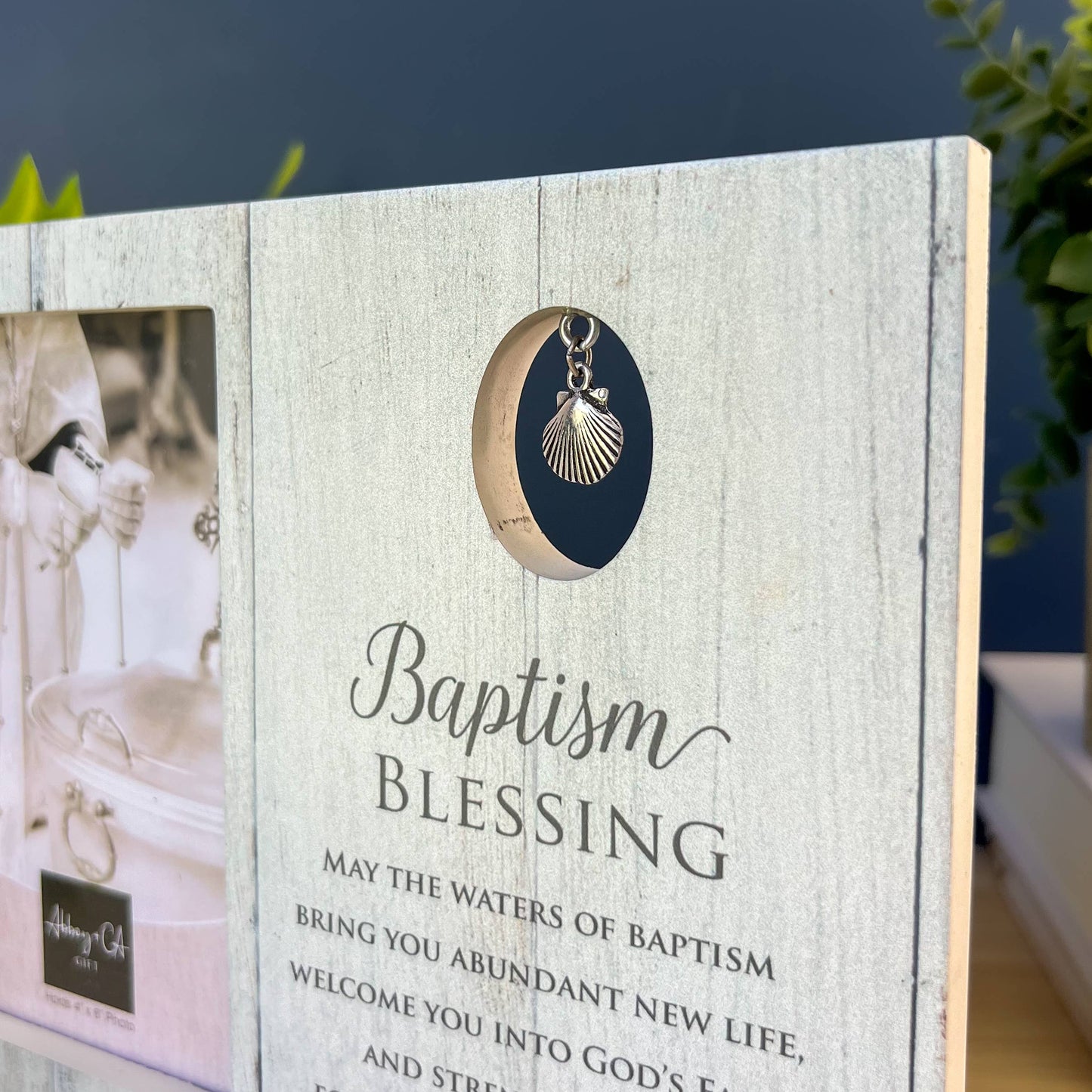 Baptism Blessings Shell Charm Picture Frame