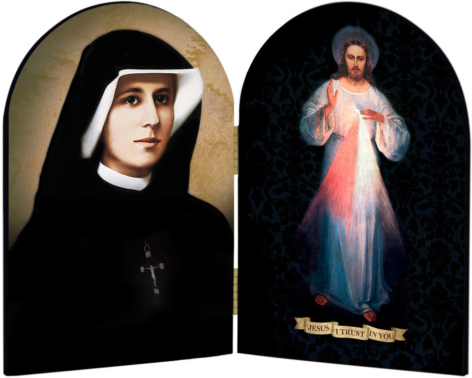 St Faustina -Divine Mercy Arched Diptych