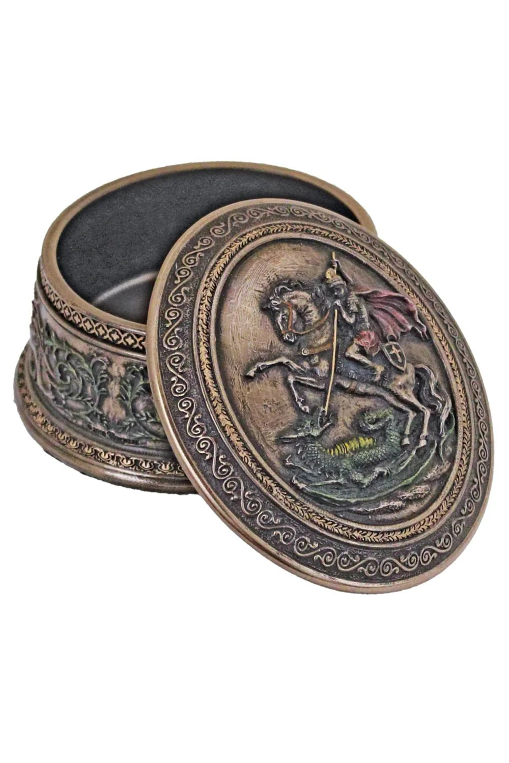 Oval St. George Box in Cold Cast Bronze 3x5x2"