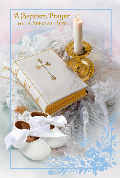 Boy Baptism - Baby - 4 5/8 X 6 3/4 - Gold Pearl & Embossed