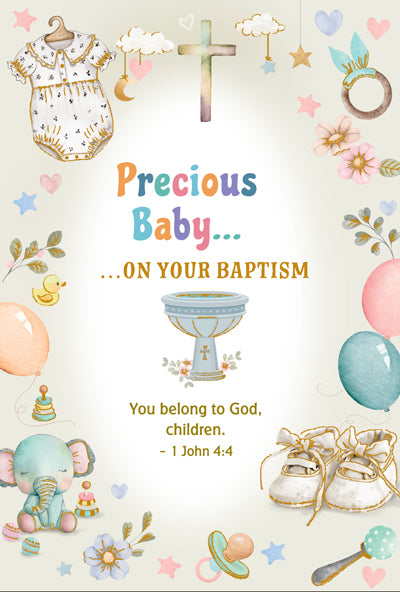 Baby Baptism - 4 5/8 X 6 3/4 - Gold Decoration & Embossed
