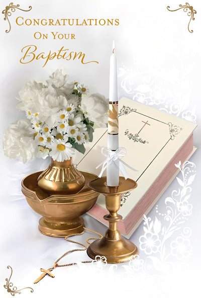 Adult Baptism - 4 5/8 X 6 3/4 - Pearl Decoration & Embossed