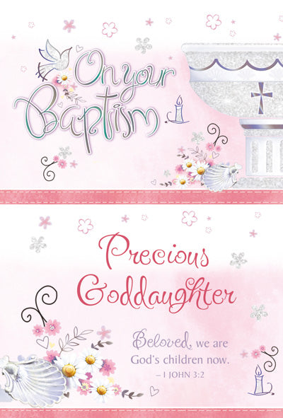 Goddaughter Baptism - 4 5/8 X 6 3/4 - Glitter Decoration