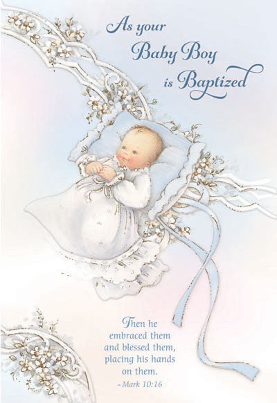 Boy Baptism - 4 5/8 X 6 3/4 - Gold Foil Decoration & Embossed