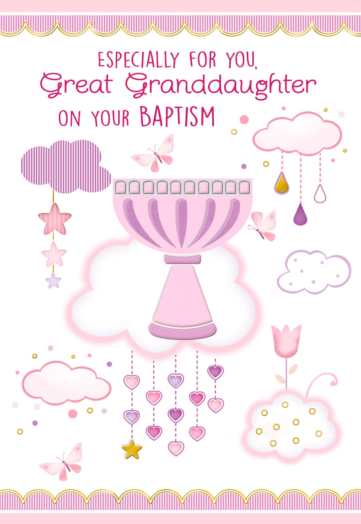 Great Granddaughter Baptism - 4 5/8 X 6 3/4 - Glitter Decoration & Embossed