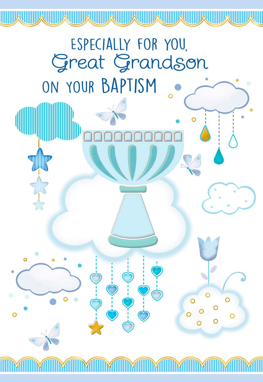 Great Grandson Baptism Greeting Card