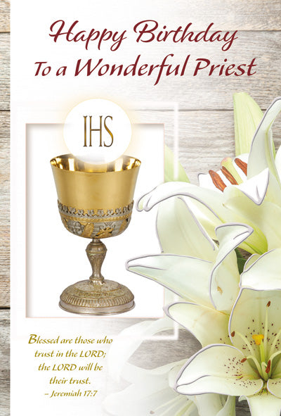 Priest Birthday - 4 5/8 X 6 3/4 - Pearl Decoration & Embossed