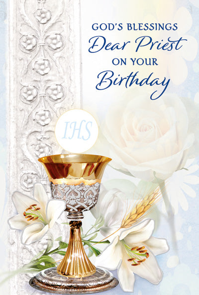 Priest Birthday - 4 5/8 X 6 3/4 - Pearl Decoration & Embossed