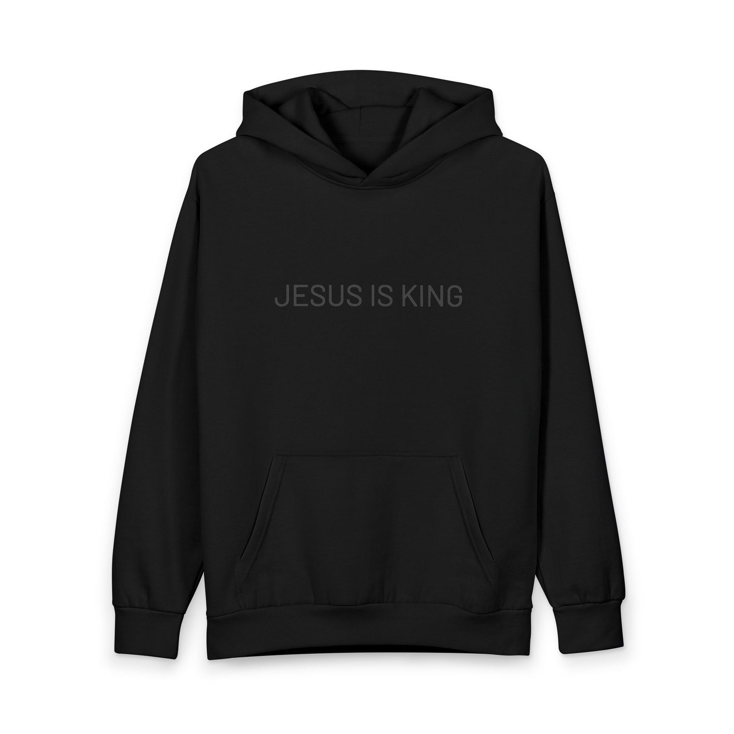 Jesus is King Black Tonal Embroidered Hoodie
