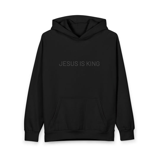 Jesus is King Black Tonal Embroidered Hoodie