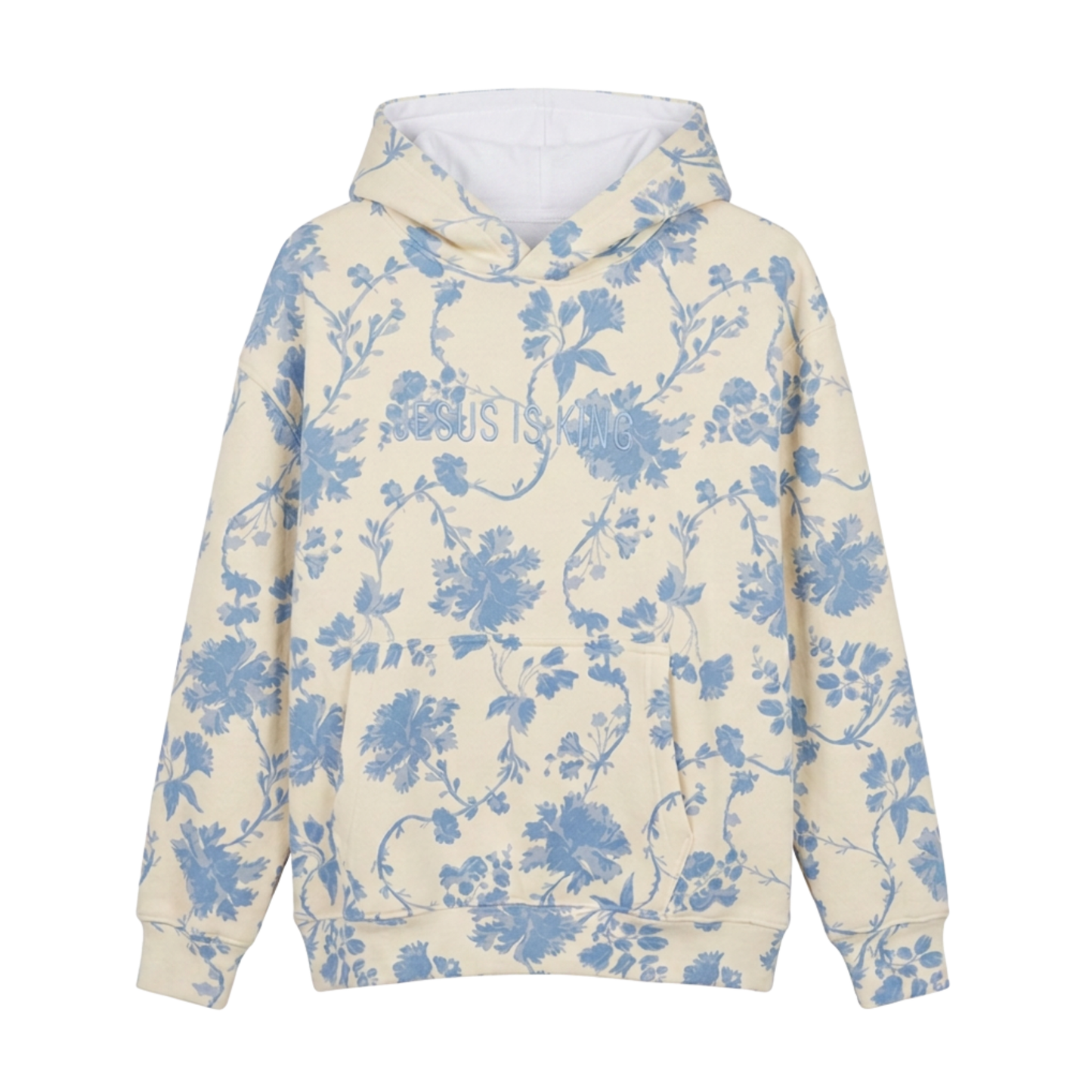 Jesus is King Blue Floral  Hoodie