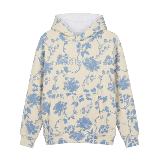 Jesus is King Blue Floral  Hoodie