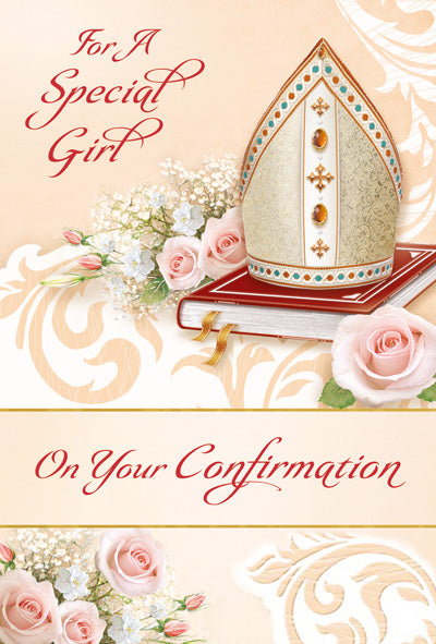 Girl Confirmation - 4 5/8 X 6 3/4 - Pearl Decoration & Embossed