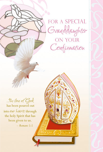 Granddaughter Confirmation - 4 5/8 X 6 3/4 - Pearl Decoration & Embossed