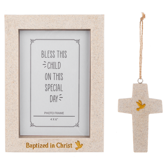 Written in Stone Frame and Ornament Set - Baptism or Confirmation