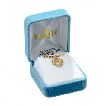 Gold Over Sterling Silver Heart Shaped Miraculous Medal