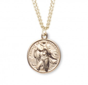Gold over Sterling Silver Saint Christopher and Saint Raphael Medal 24" Chain