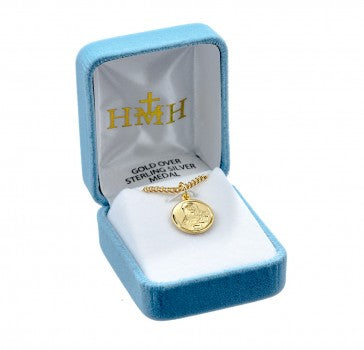 Gold over Sterling Silver Small Saint Therese medal 18" Chain