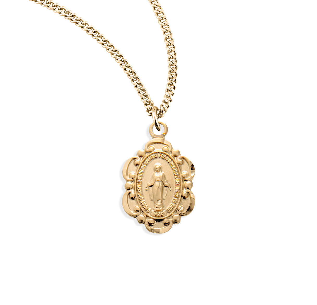 16kt Gold Over Sterling Silver Miraculous Medal 13" chain